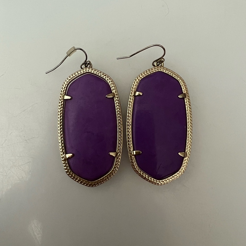 Kendra Scott Gold and Purple Drop Earrings